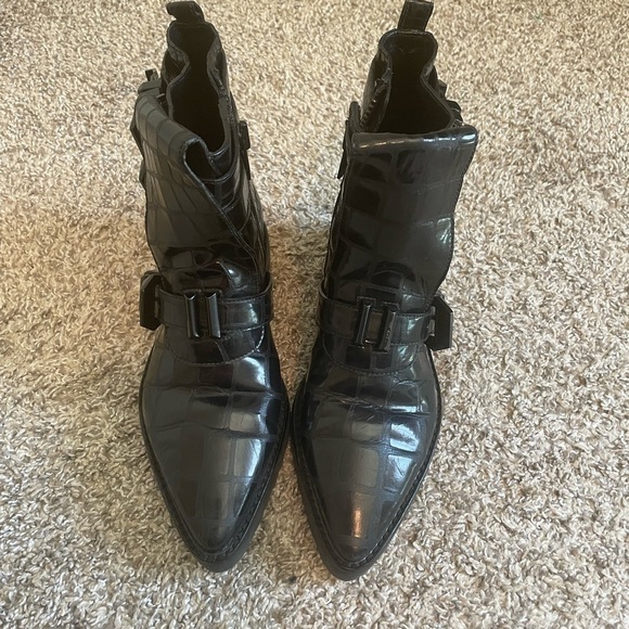 Alexander Wang Frankie leather alligator embossed strappy buckle bootie size 36 - Picture 3 of 10